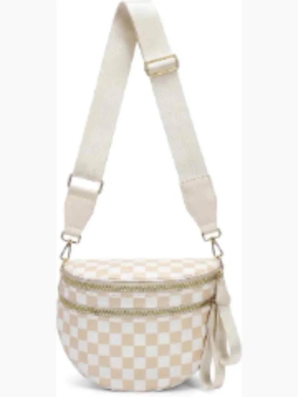 Checkered Crossbody Bag Nylon Bum Bag with Adjustable Strap